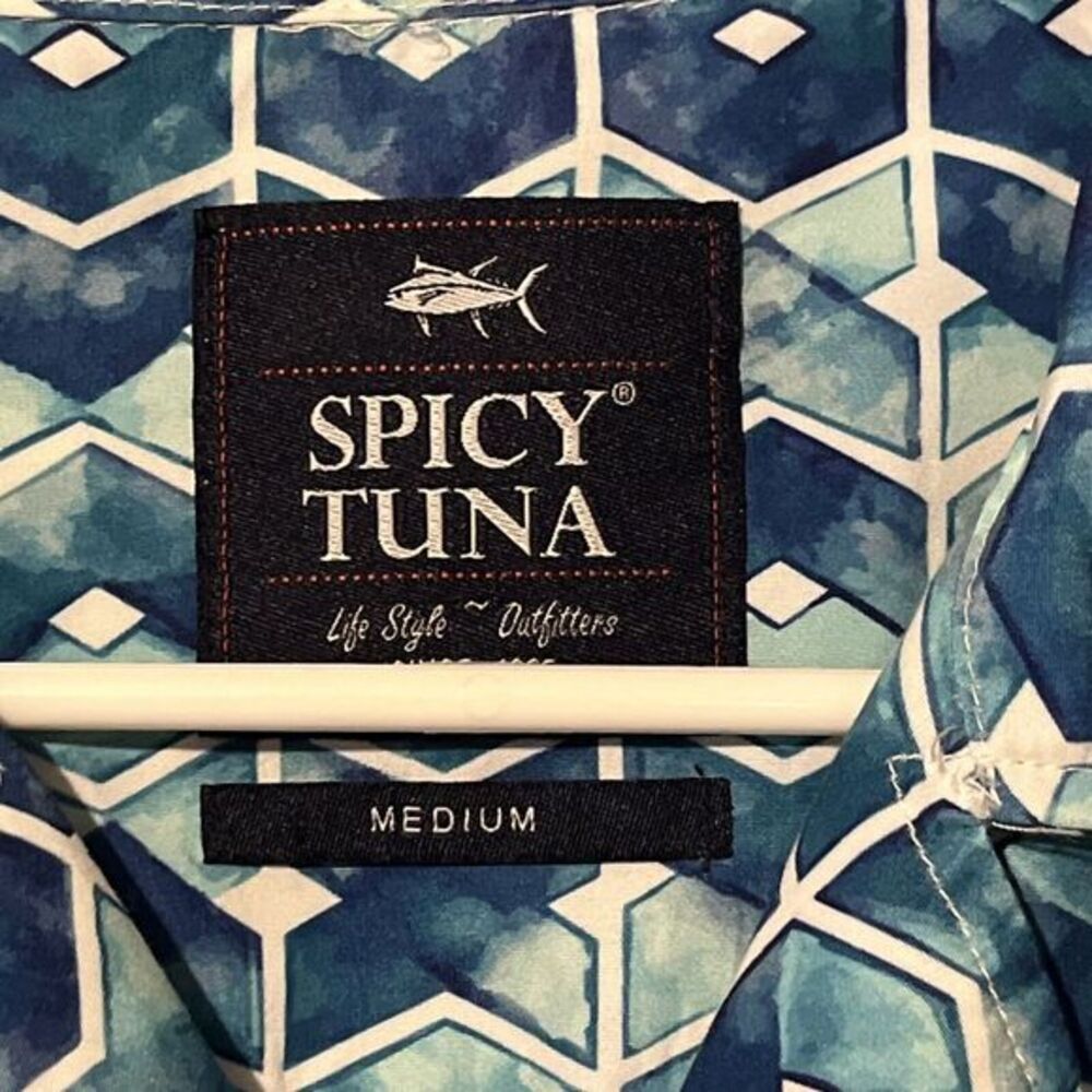 Spicy Tuna Men's Med Short Sleeve Button Up In‎ A Great Color And Design!! - Picture 3 of 4